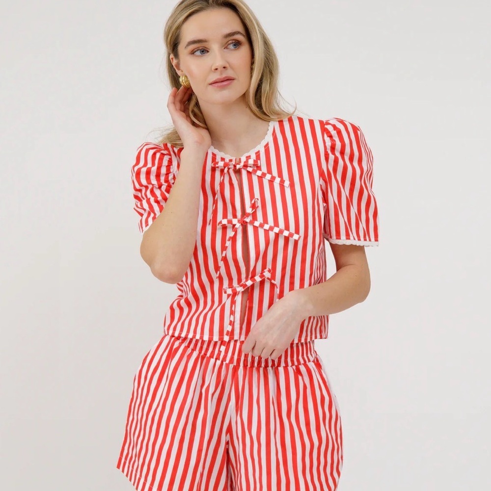 Brunette The Label Poplin Tie Up Top Size M/L